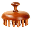 Natural Sandalwood 28-Prong Round Scalp Massage Comb