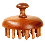 Natural Sandalwood 28-Prong Round Scalp Massage Comb