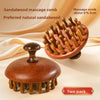 Natural Sandalwood 28-Prong Round Scalp Massage Comb